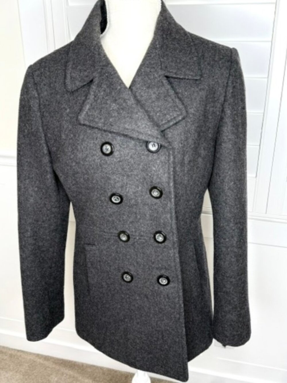 Mario De Pinto Dark Gray Wool Double-Breasted Short Jacket